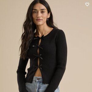 Altar'd State Angela Bow Long Sleeve- Black XS